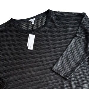 Calvin Klein Women's Black Fishnet See Through Long Sleeve Top Sz XL